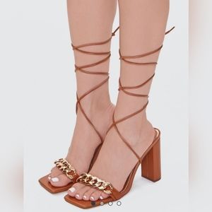 Curb Chain Wraparound Block Heels